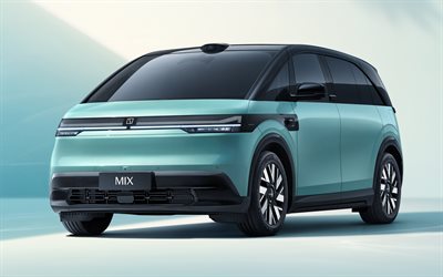 zeekr karışımı, 4k, minibüsler, 2024 arabalar, minivan, stüdyo, mavi zeekr karışımı, 2024 zeekr karışımı, çin arabaları, zekr