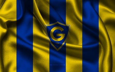 4k, se il logo gnistan, tessuto di seta giallo blu, squadra di calcio finlandese, se l'emblema del gnistan, veikkausliiga, se gnistan, finlandia, calcio, se bandiera del gnistan, fc gnistan
