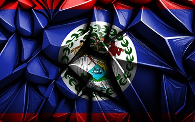 علم بليز, 4k, ثلاثي الأبعاد الملمس الإبداعي, بليز 3d العلم, أمريكا الشمالية, الفن ثلاثي الأبعاد, بليز