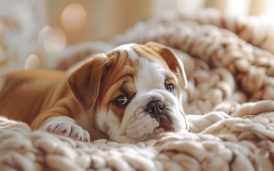 englischer bulldogge welpe, kleiner hund, süße tiere, haustiere, englische bulldogge, hunde