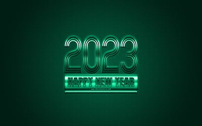2023 Happy New Year, turquoise carbon texture, 2023 turquoise background, 2023 concepts, 2023 turquoise carbon background, Happy New Year 2023, carbon texture