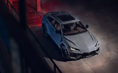 4k, Lamborghini Urus S, 2023, top view, exterior, gray Urus S, new Lamborghini Urus, Italian cars, Lamborghini