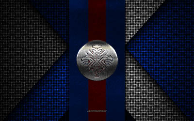 équipe nationale de football d'islande, uefa, texture tricotée bleu rouge, europe, logo de l'équipe nationale de football d'islande, football, emblème de l'équipe nationale de football d'islande, islande