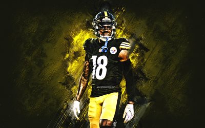 Diontae Johnson, Pittsburgh Steelers, NFL, American football, yellow stone background, National Football League, Diontae Lamarcus Johnson, USA