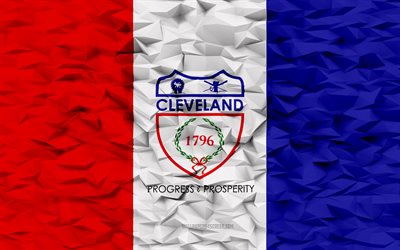 Flag of Cleveland, Ohio, 4k, American cities, 3d polygon background, Cleveland flag, 3d polygon texture, Day of Cleveland, 3d Cleveland flag, American national symbols, 3d art, Cleveland, USA