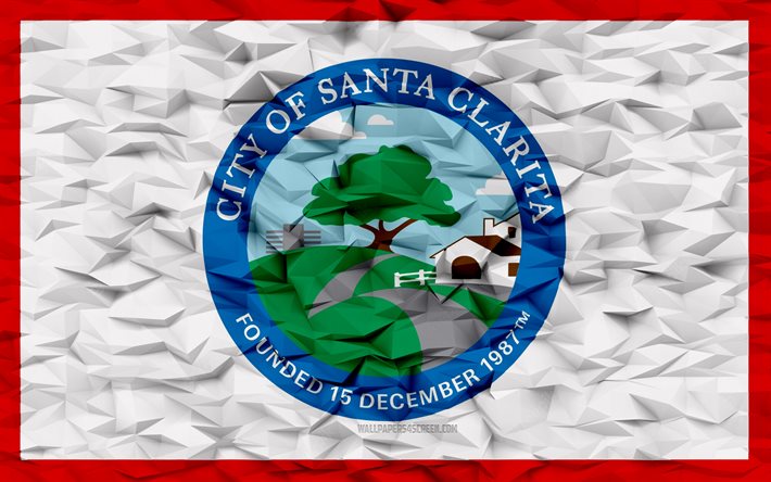 Flag of Santa Clarita, California, 4k, American cities, 3d polygon background, Santa Clarita flag, 3d polygon texture, Day of Santa Clarita, 3d Austin flag, American national symbols, 3d art, Santa Clarita, USA