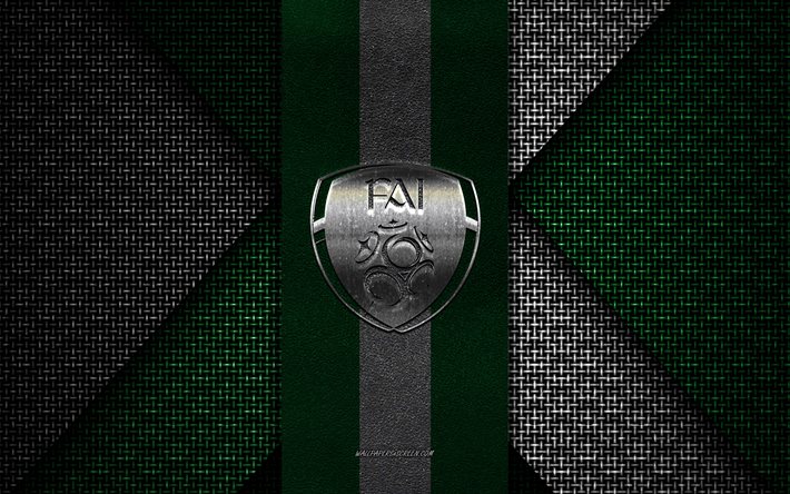 irlands fotbollslandslag, uefa, grön vit stickad textur, europa, irlands fotbollslandslags logotyp, fotboll, irlands fotbollslandslags emblem, irland
