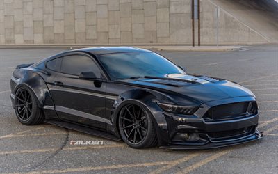 Ford Mustang, 2016, Falken Spotting, tuning, supercars, noir mustang