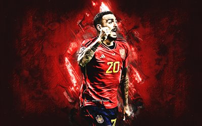 joselu, ispanya ulusal futbol takımı, ispanyol futbolcu, kırmızı taş arka plan, jose luis mato sanmartin, ispanya, futbol