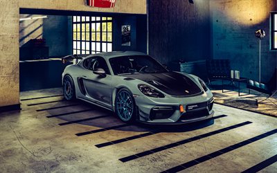 4k, Porsche 718 Cayman GT4, tuning, supercars, 2023 cars, HDR, headlights, 2023 Porsche 718 Cayman, german cars, Porsche