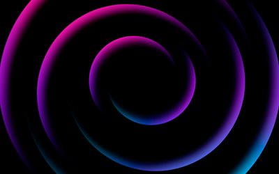 4k, arrière plans en spirale violet, vortex, art abstrait, créatif, spirale, art fractal, lignes en spirale, horizons abstraits, modèle floral abstrait, vortex abstrait
