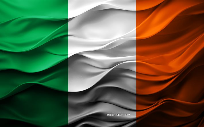 4k, bandera de irlanda, países europeos, bandera 3d de irlanda, europa, textura 3d, día de irlanda, símbolos nacionales, arte 3d, irlanda, bandera irlandesa