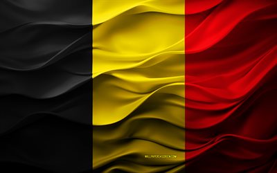 4k, drapeau de la belgique, pays européens, drapeau de la belgique 3d, l'europe , texture 3d, jour de la belgique, symboles nationaux, art 3d, belgique, drapeau belge