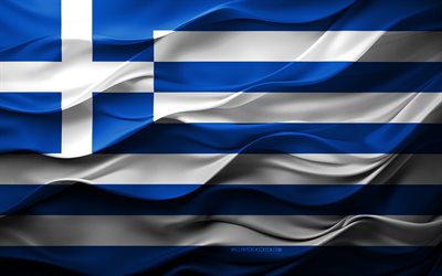 4k, greklands flagga, europeiska länder, 3d greklands flagga, europa, 3d  konsistens, greklands dag, nationella symboler, 3d  konst, grekland, grekisk flagga