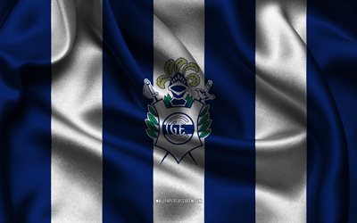 4k, Gimnasia y Esgrima de Jujuy logo, blue white silk fabric, Argentina football team, Gimnasia y Esgrima de Jujuy emblem, Argentina Primera Division, Gimnasia y Esgrima de Jujuy, Argentina, football