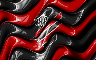 logotipo 3d del atlético paranaense, 4k, ondas 3d rojas negras, serie a brasileña, fútbol americano, bandera del atlético paranaense, creativo, logotipo del atlético paranaense, club de fútbol brasileño, atlético paranaense, fútbol, atlético paranaense fc
