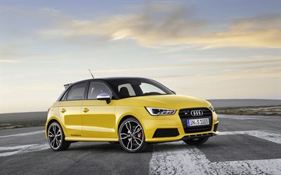 S1 Audi, 2016, Sarı Audi, küçük araba, coupe