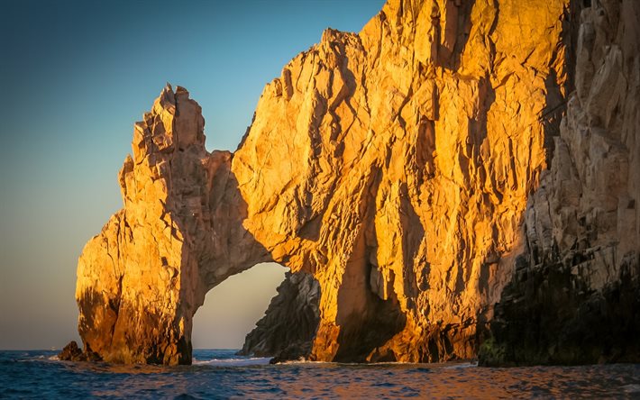 roccia, mare, onde, mattina, Cabo San Lucas Centro