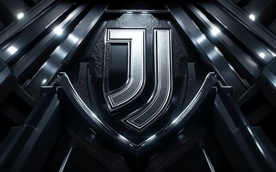 4k, जुवेंटस धातु लोगो, 3डी कला, काली धातु पृष्ठभूमि, अंधेरा, सीरी ए, फुटबॉल, जुवेंटस लोगो, फ़ुटबॉल, जुवेंटस नियॉन लोगो, जुवेंटस एफसी लोगो, इतालवी फुटबॉल क्लब, जुवेंटस प्रतीक, जुवेंटस एफसी