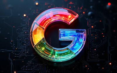 logotipo de vidro colorido do google, 4k, logotipo do google, emblema do google, sinal do google, fundo de tecnologia preta, google, logotipo do google em vidro