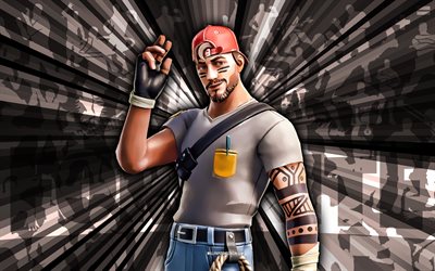 4k, Guild, gray rays background, Guild Skin, Guild Fortnite, abstract art, Fortnite Guild Skin, Fortnite characters, Fortnite, creative art