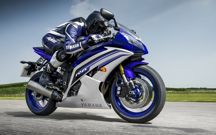 motosikleti, 2015 Yamaha YZF-R6, rider, hız, Yamaha