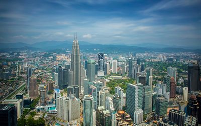 Kuala Lumpur, Malaysia, Petronas Towers, megalopolises, big cities