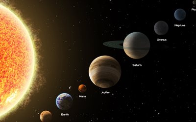 planète, système solaire, planétaire de la série, le Soleil, Vénus, la Terre, Pluton, Jupiter, Neptune, Uranus, Saturne