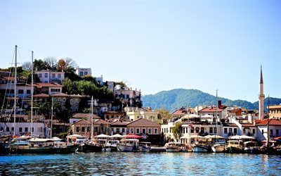 marmaris, egeiska havet, izmir, turkiet, båt, kust, resort
