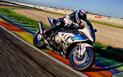 BMW HP4, superbikes, pista de carreras, 2017 bicicletas, motociclista, movimiento, BMW