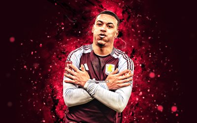 jacob ramsey, 4k, mor neon işıklar, aston villa fc, premier lig, ingiliz futbolcular, jacob ramsey 4k, futbol, jacob ramsey aston villa