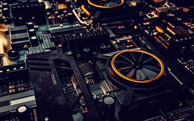 processeurs, carte mère, ordinateurs modernes, refroidissement par ordinateur, concepts de ferme de la cryptographie, technologies modernes, serveurs