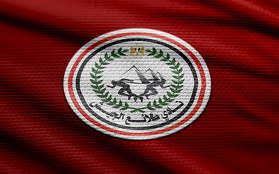 شعار القماش الجويش, 4k, خلفية النسيج الأزرق, الدوري المصري الممتاز, خوخه, كرة القدم, شعار الجيش, epl, الشعار غايش, الجيش, نادي كرة القدم المصري, إل غايش إف سي