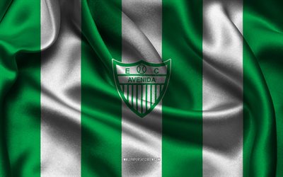 4k, ec avenida logo, grüner weißer seidenstoff, brasilianische fußballmannschaft, ec avenida emblem, brasilianische serie d, ec avenida, brasilien, fußball, ec avenida flag, avenida fc