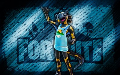 toxo axo fortnite, 4k, fond diagonal bleu, grunge, fortnite, œuvres d'art, toxo axo skin, personnages fortnite, toxo axo, skin de toxo axo fortnite