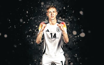 Maximilian Beier, 4k, white neon lights, Germany national football team, UEFA, German footballers, Maximilian Beier 4k, football, soccer, national teams, Maximilian Beier Germany Team