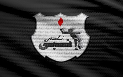 ENPPI SC fabric logo, 4k, black fabric background, Egyptian Premier League, bokeh, soccer, ENPPI SC logo, EPL, football, ENPPI SC emblem, ENPPI SC, Egyptian football club, ENPPI FC