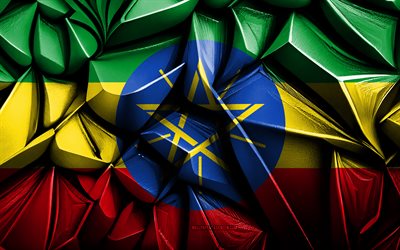 bandera de etiopía, 4k, textura creativa 3d, etiopía 3d bandera, áfrica, arte 3d, etiopía, bandera de países africanos