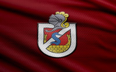 logotipo de tela de deportes la serena, 4k, fondo de tela roja, liga de primera, bokeh, fútbol, logotipo de deportes la serena, fútbol americano, deportes la serena emblema, deportes la serena, club de fútbol chileno, deportes la serena fc