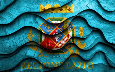 4k, lazio lazio, regioni d'italia, bandiere di onde 3d in legno, giorno di lazio, bandiera di lazio, italia, bandiera di legno lazio, europa, regioni italiane, lazio