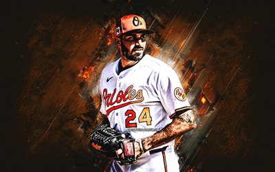 zach eflin, baltimore orioles, mlb, amerikan beyzbol oyuncusu, turuncu taş arka plan, grunge art, major league beyzbol, amerika, zach eflin baltimore orioles