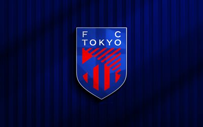 4k, fc東京3dロゴ, j1リーグ, 青い3d背景, サッカー, fc東京エンブレム, fc東京ロゴ, fc東京, フットボール, 日本のフットボールクラブ, 東京fc