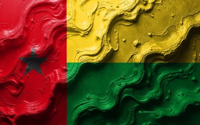 bandera de guinea bissau, 4k, textura de onda de piedra, bandera 3d guinea bissau, áfrica, banderas de países africanos, guinea bissau