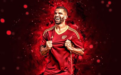 tomás rincón, 4k, luces de neón púrpura, equipo de fútbol nacional de venezuela, conmobol, futbolistas venezolanos, tomas rincon 4k, fútbol americano, fútbol, equipos nacionales, sudamerica, equipo tomás rincón venezuela