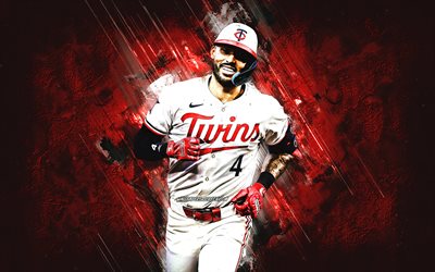 carlos correa, minnesota ikizleri, porto riko beyzbol oyuncusu, kırmızı taş arka plan, grunge art, mlb, amerika, basketbol, carlos javier correa oppenheimer jr