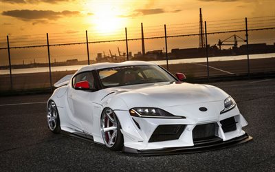 kuhl racing 90r gtw, tramonto, 2022 auto, sintonizzazione, supercar, toyota supra a90, 2022 toyota supra, white toyota supra, auto giapponesi, toyota, kuhl racing