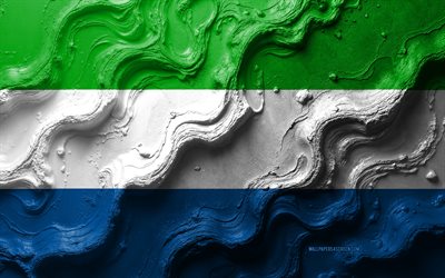 sierra leone flag, 4k, trama delle onde di pietra, flag di sierra leone, bandiera 3d sierra leone, africa, bandiere dei paesi africani, sierra leone