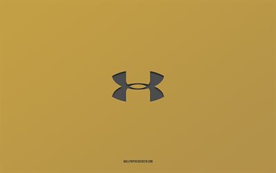 logo under armour, marchi, sfondo d'oro, emblema sotto l'armatura, art di carbonio, under armour, produttori di abbigliamento popolari, logo di carbonio, logo di carbonio sotto armatura