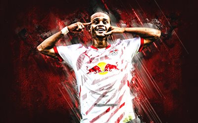 xavi simons, rb lipsia, calciatore olandese, sfondo di pietra rossa, grunge art, bundesliga, germania, calcio, xavi simons rb lipsia