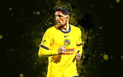 diego valdes, 4k, luces de neón amarillas, club america, liga mx, futbolistas chilenos, fútbol americano, diego valdes 4k, fútbol, cf america, américa fc, diego valdes club america